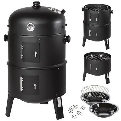 3In1 Bbq Smoker Grill Three Floors Barbecue Brazilian Oven Charcoal Bbq Grill