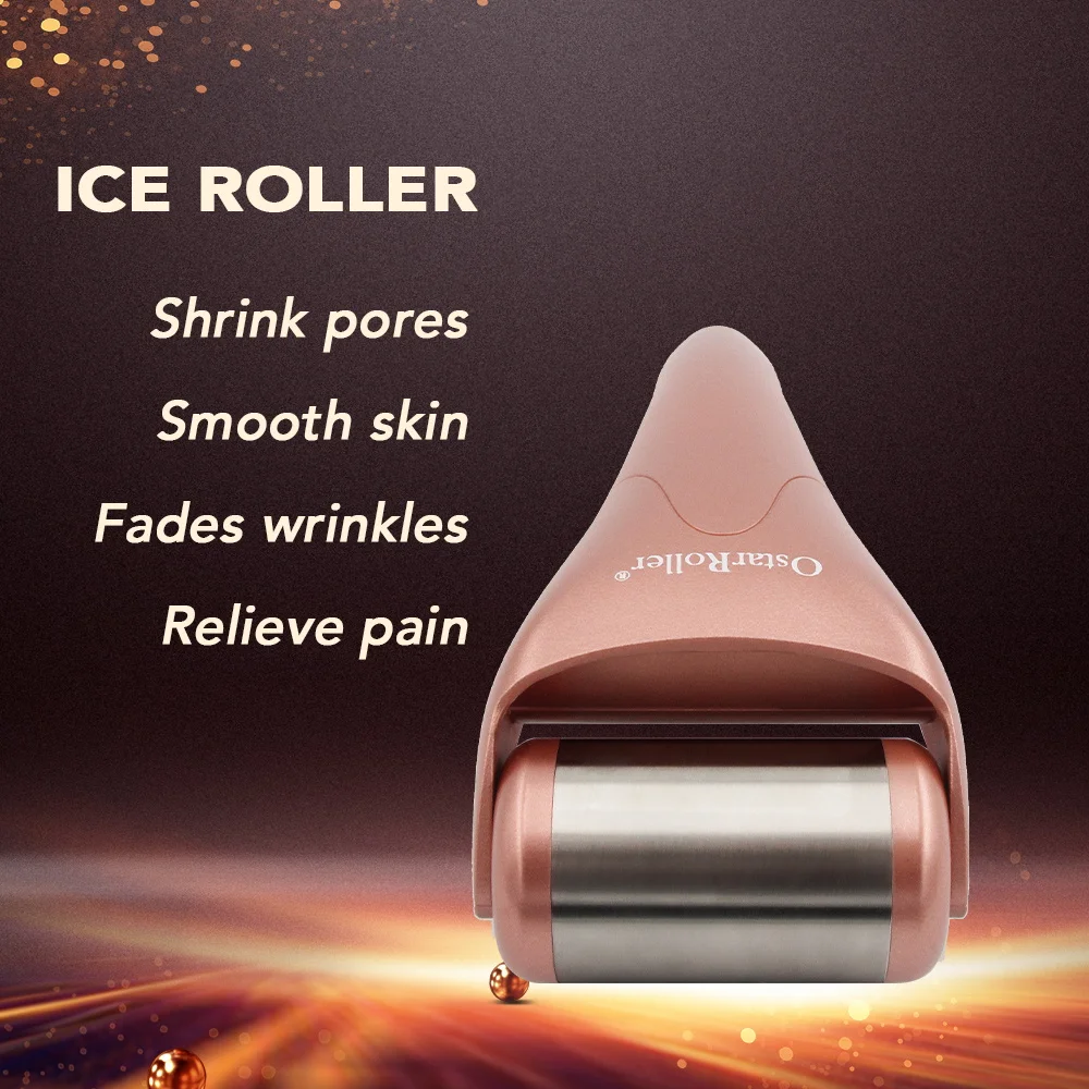 Private Label Skin Cooling Derma Ice Roller Stainless Steel Material Head for Face Anti-Puffiness Facial Roller Logo Customized