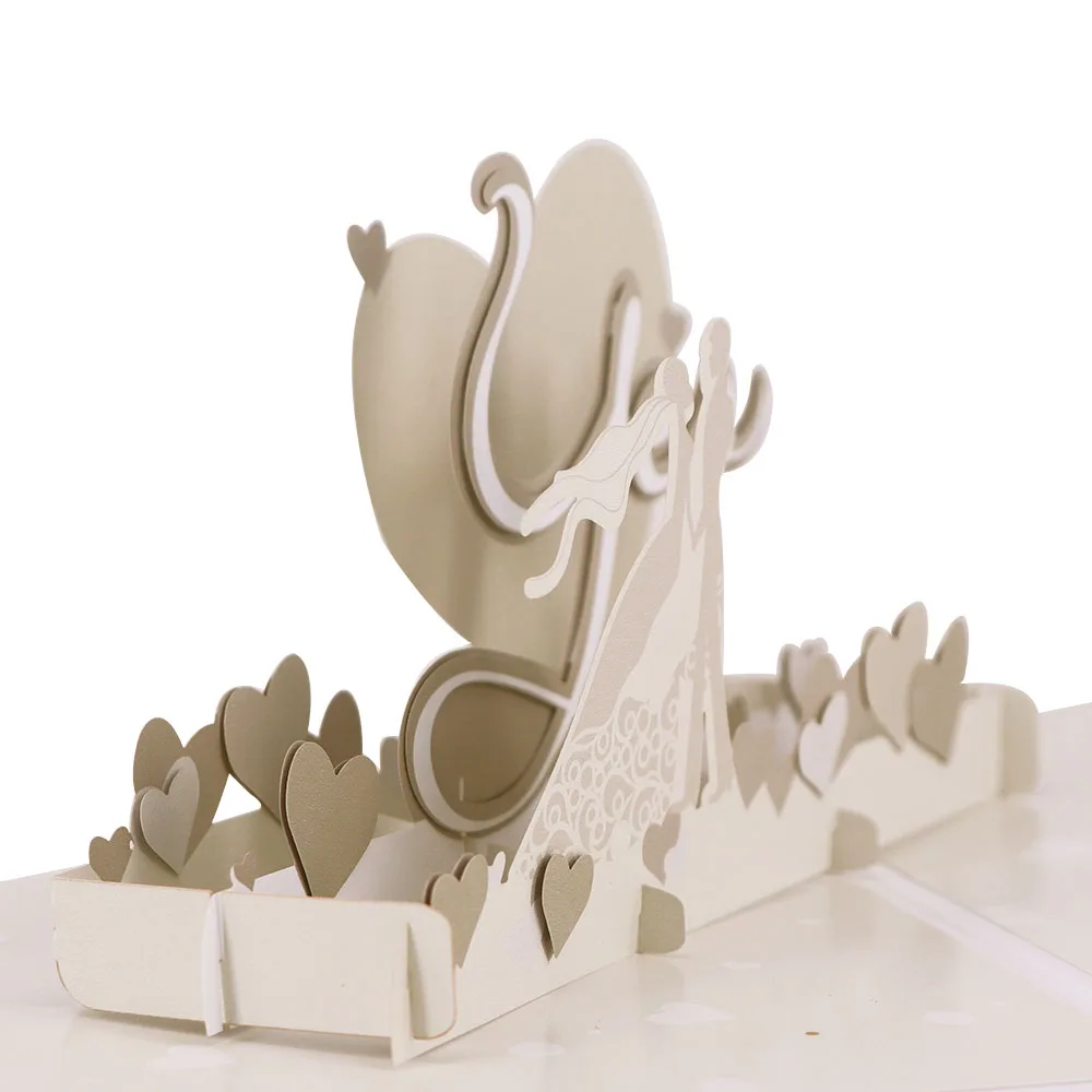 Laser Cut 3d Pop Up Luxury Wedding  Invitation Card wedding invitation card gold For Love Design
