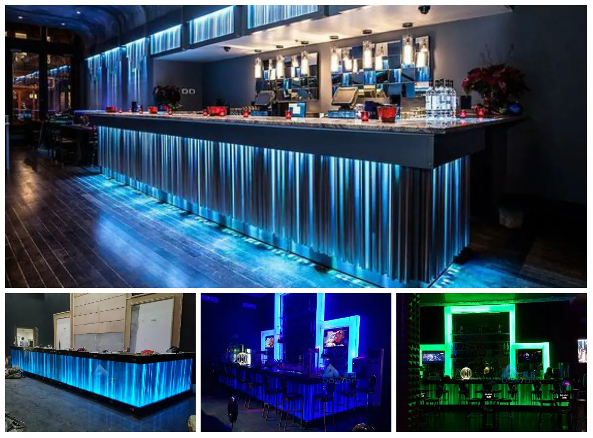 modern lounge restaurant wine bar design solid surface LED bar counter
