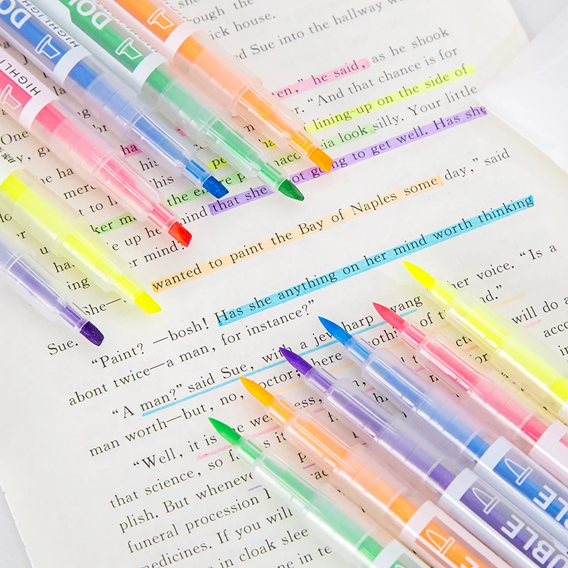 High face value 6 bags 6 color double head Mark marker pen highlighter pen