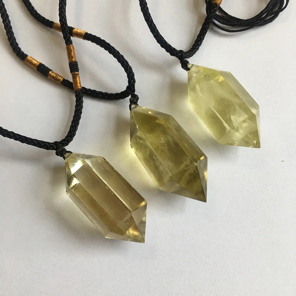 
natural Citrine quartz Necklace crystal point pendant 