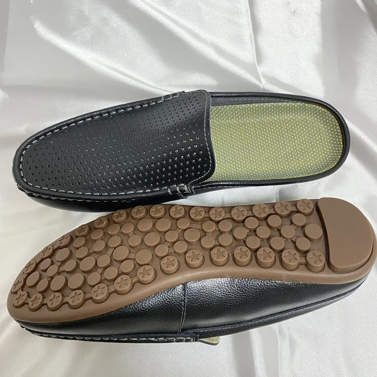 Wholesale Cow Leather Mens fashion outdoor Slipper Empty Back Loafer Man Slides Shoes Genuine Leather Oem Customize LOGO Factory