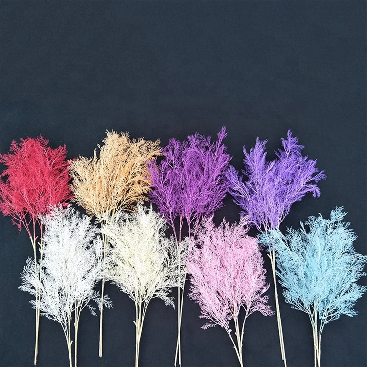 O-210 Wholesale white fog flower 6 branches decorative artificial rime grass hanging misty flower plastic faux plants