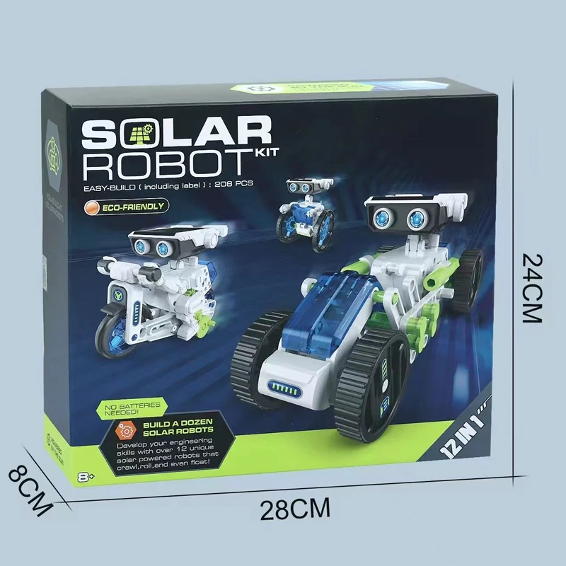 2024 NEW product 12 in 1 solar energy Robot DIY self-contained Solar power Robot STEM toys gift