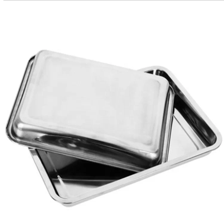 
BBQ stainless steel serving trays metal wholesales quare plate Hotel restaurant 