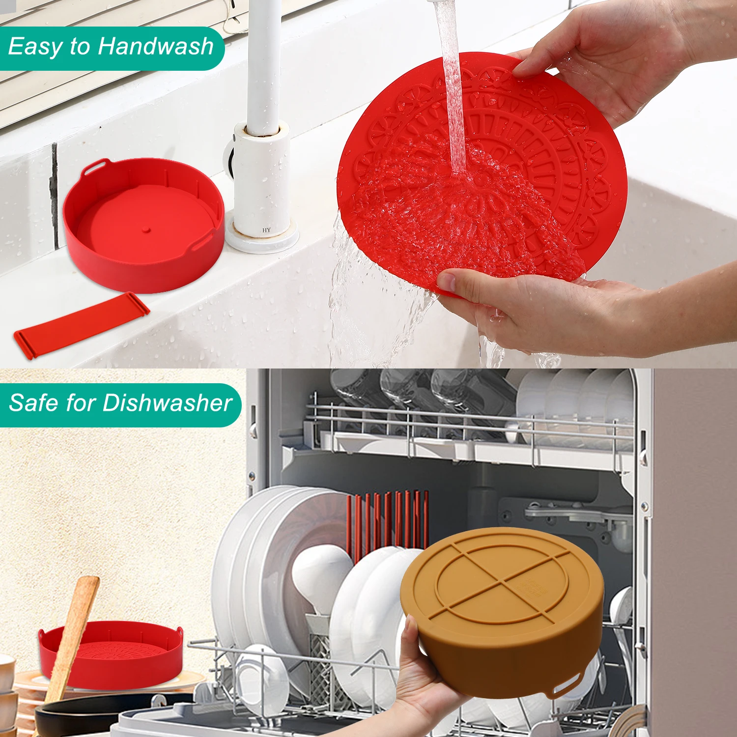 Wholesale Air Fryer Silicone Liners Reusable Round Food Grade Silicone Pan Baking Mat Square Available for air fryer liner