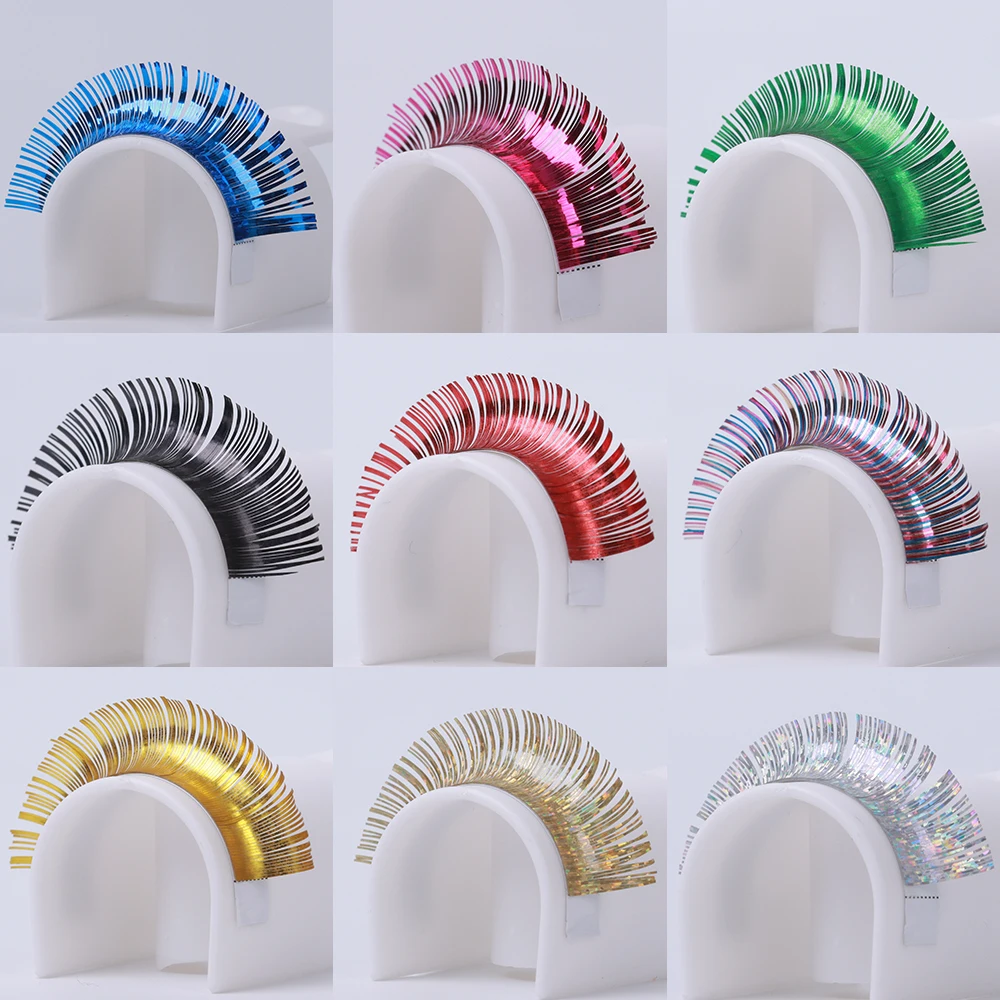 Private Label Individual Glitter Spike Eyelash Extension Holographic Gold Tinsel Lash Shiny Colorful Lashes Extension