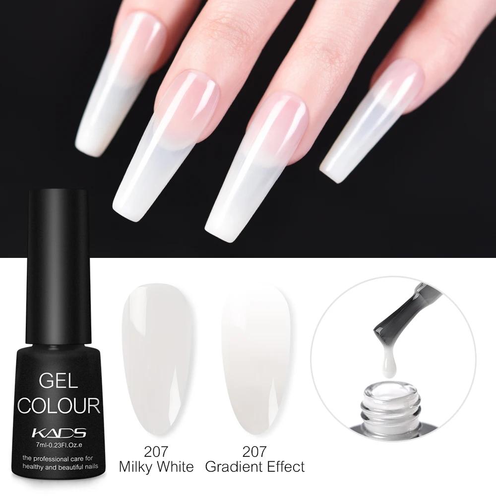 KADS Opal Milky White Gel Polish 7ml Black Semi-transparent UV LED Gel Nail Polish