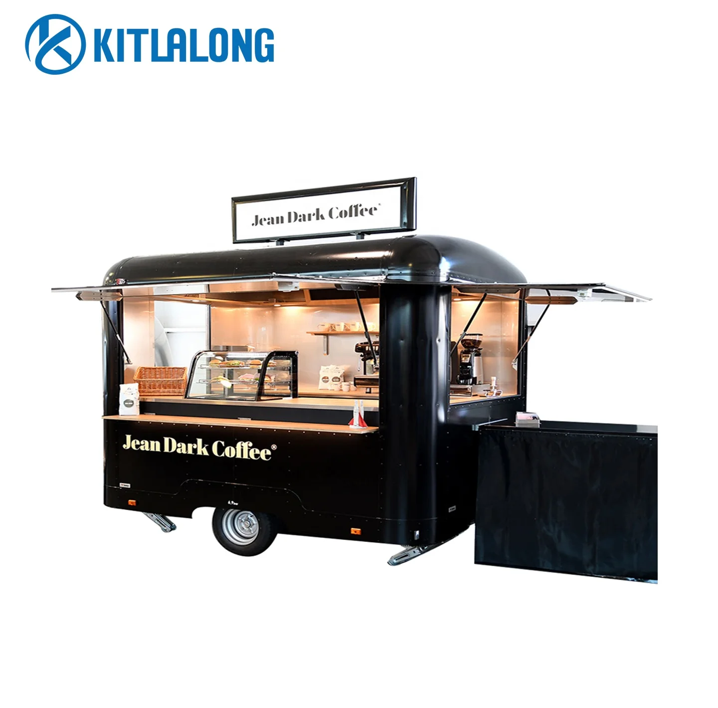 Kitlalong Trailer Mobile Food Vending Trailer Customized Design Stainless Steel Mobile Ice Cream Food Truck
