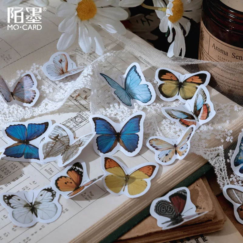 46pcs/1pack Kawaii Stationery Stickers A brief history of butterflie  Decorative Mobile Stickers Scrapbooking DIY Craft Stickers