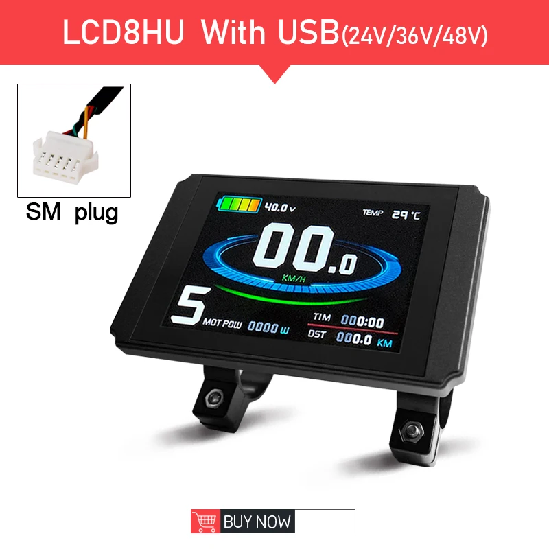 KT Ebike LCD Display 24V 36V 48V LCD8H Display SM/Waterproof Connector Electric Bicycle Bike Display for Electric Bike Kit