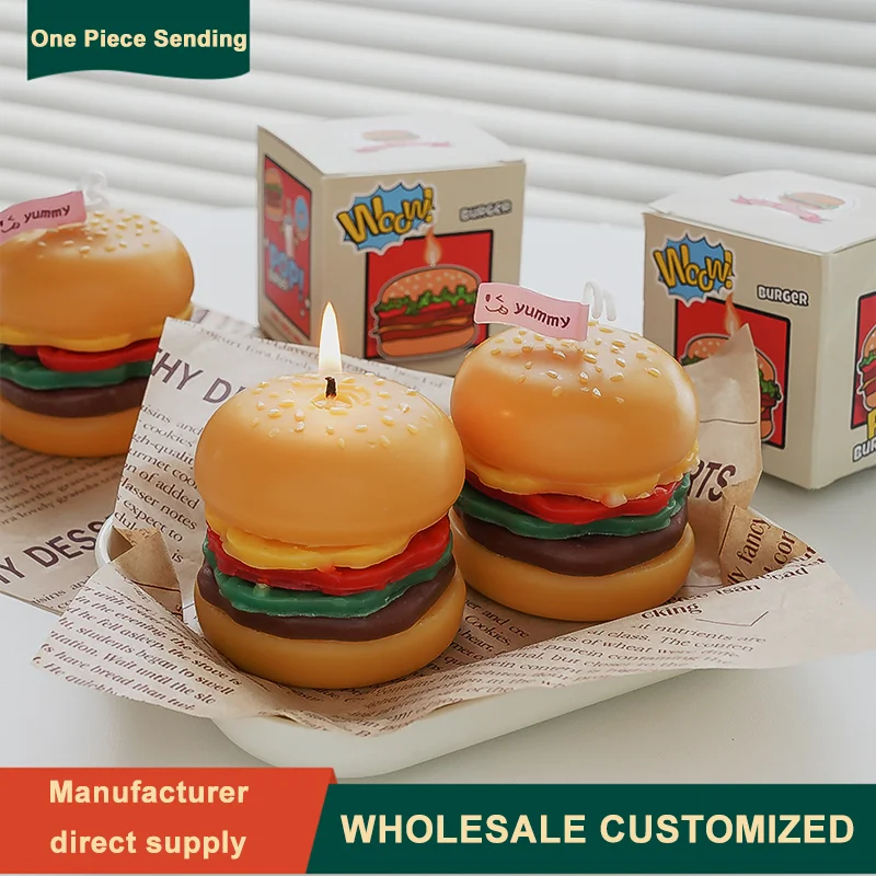New Arrivals Creative Birthday Gift Novelty Hamburger Candles Wholesale Scented Candles For Decor