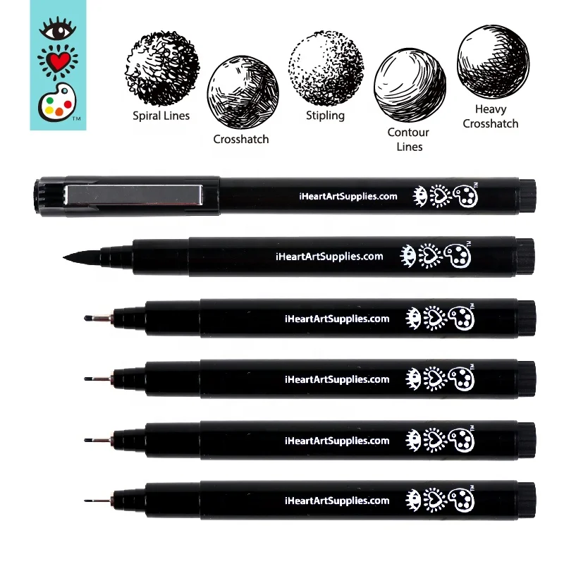 
6 micron line pens set with Fine Point Calligraphy Tip Nibs 