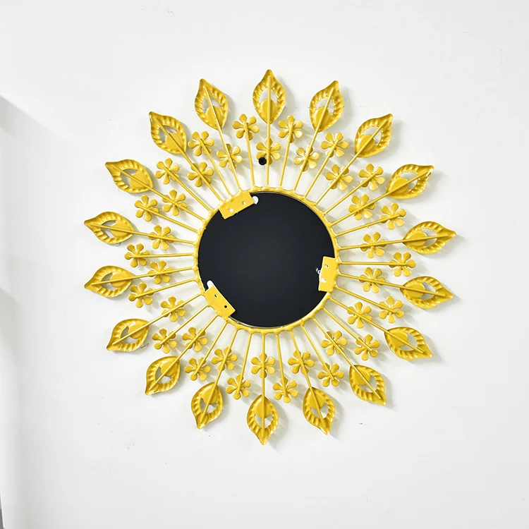 
Luxury Metal Eye Pattern Wall Art Shining Gold Iron Frame Round Wall Mirror Decorative Mirrors For Living Room 