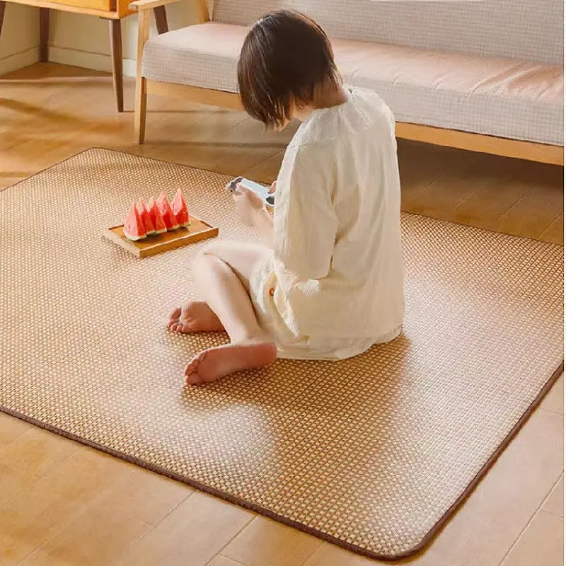 Coral Velvet Foam Area Rug Tatami Floor Mats Large Solid Color Mat for Bedroom