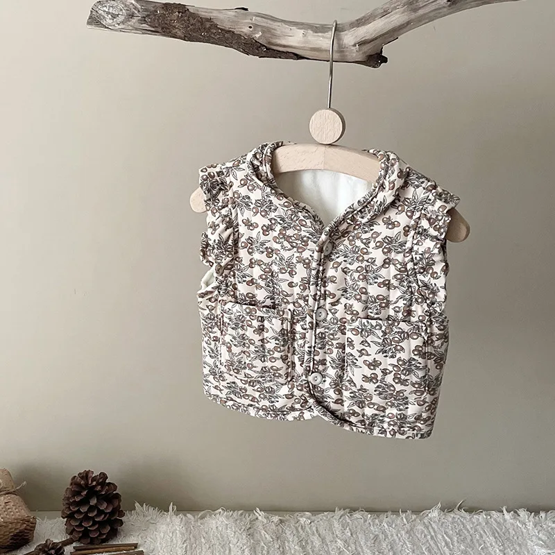 Green Horizon Kids Polyester waistcoat Jackets Girls Casual round Collar Sleeveless Vast Autumn Unisex Clothes For Babies