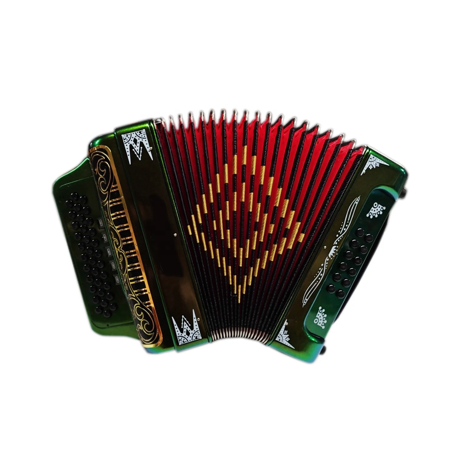 SEASOUND OEM 34 Buttons 12 Bass 5 Registers Green Orange Chameleon Accordion Instrument Black Silver Grill Acordeon JB3412D