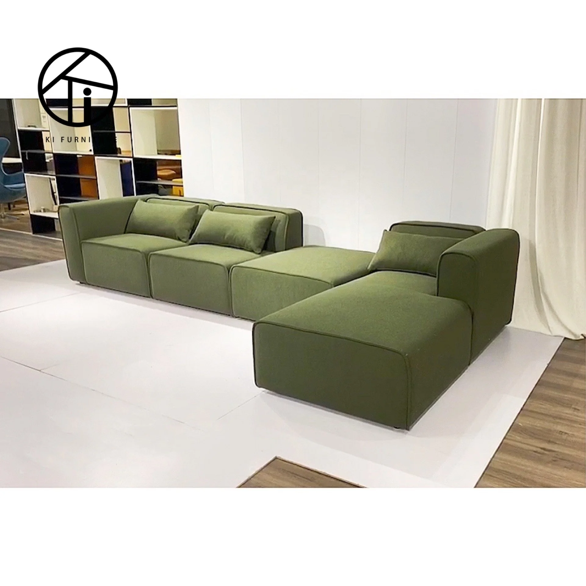 European style simple high-quality sofa couch living room furniture cost-effective large fabric L shape section sofa