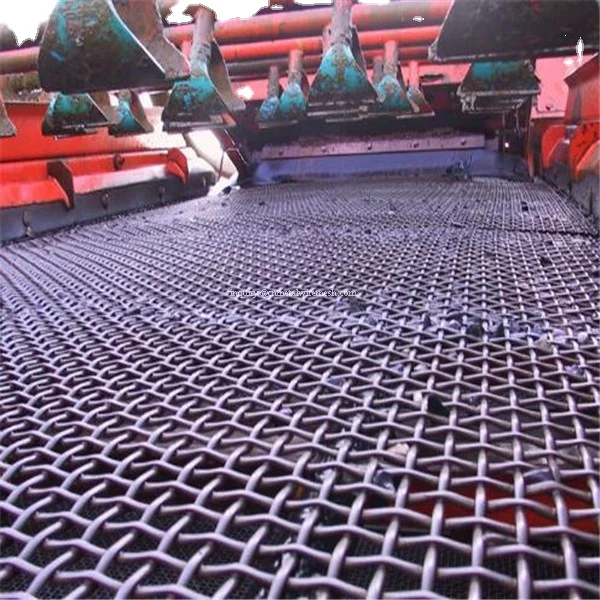 Manganese crimped crusher vibrating Mesh/Stone Crusher Vibrating Screen Mesh/Hooked Crimped Vibrating Mesh Mine Sieving Mesh