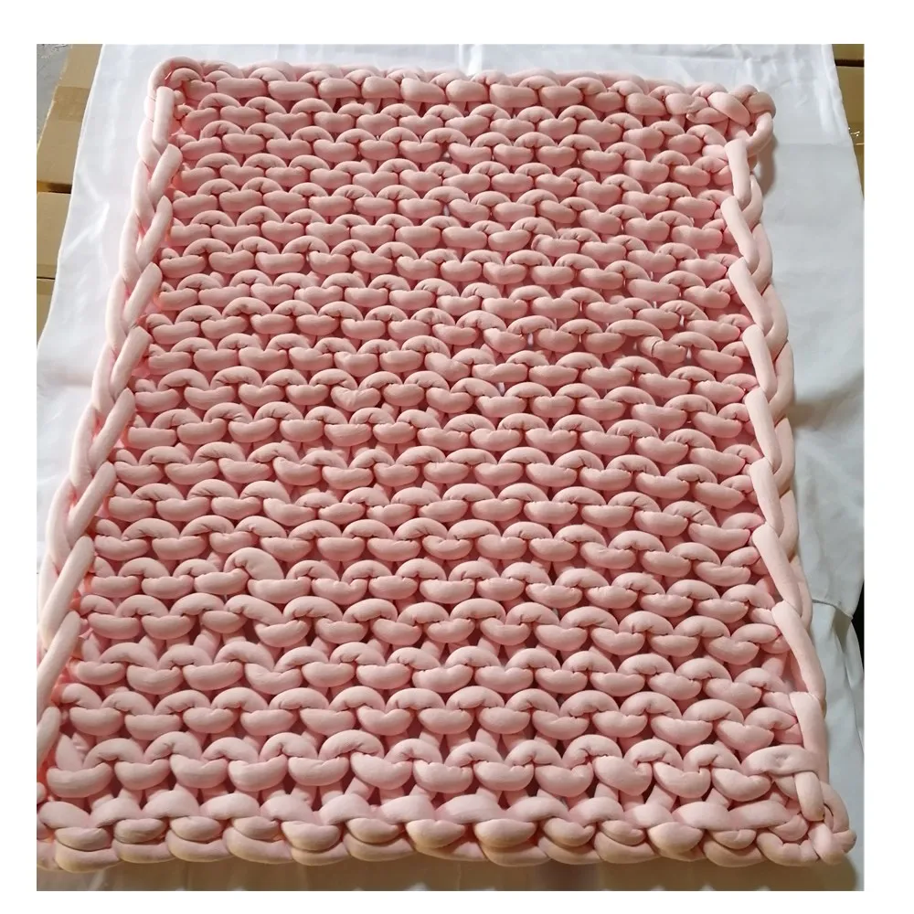 12 colors stock 100% COTTON SEAMLESS D3-4cm machine washable hollow fiber filled tube braid hand knit yarn thick heavy blanket