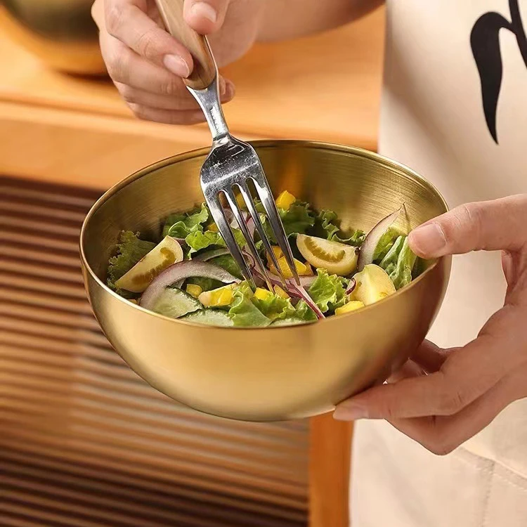 Wholesale Restaurant Rice Noodle Sauce Fruit Salad Mixing Round Metal SUS304 Stainless Steel Ramen Bowls