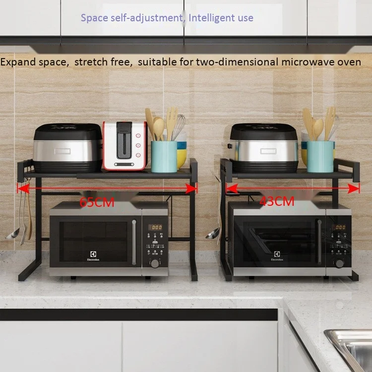
Adjustable Kitchen Microwave Oven Holder Storage Rack Standing Oven Seasoning Organizer Storage Stainless Steel Storage Shelf 