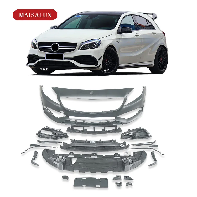 W176 A45 AMG боди для Mercedes Benz класса А, передний бампер, настоящий бампер, боковые юбки