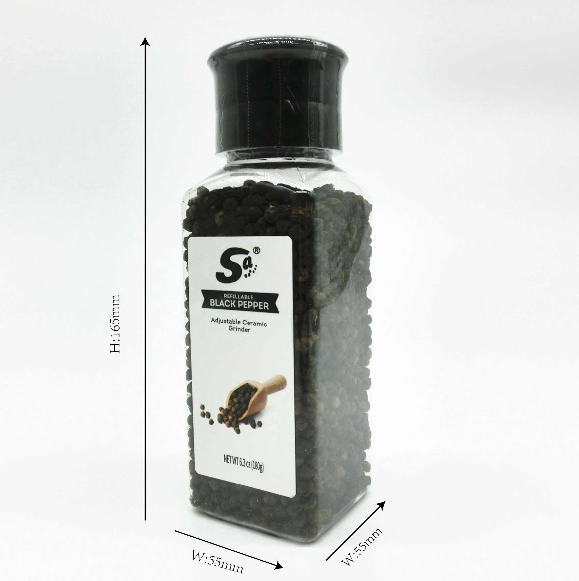 Himalayan Pink Salt and Black Pepper with Ceramic grinder  Edible salt and Black Pepper Set OEM available