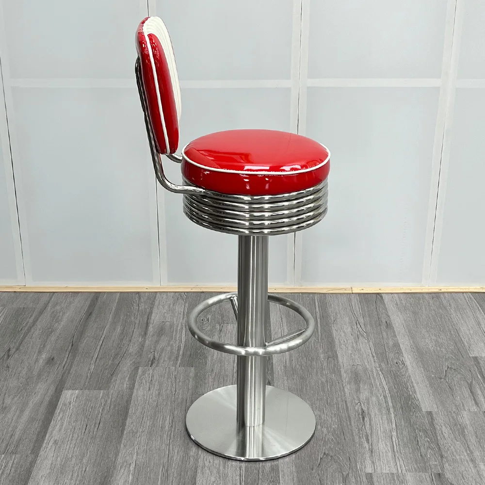 commercial leather swivel high counter height stainless steel metal bar stool chairs designer kitchen counter chairs
