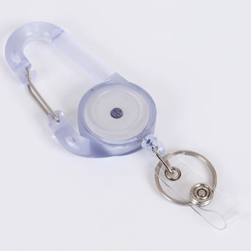 multi functions high resiliency anti theft translucent extendable cute keychain company office ID card badge reel accessories