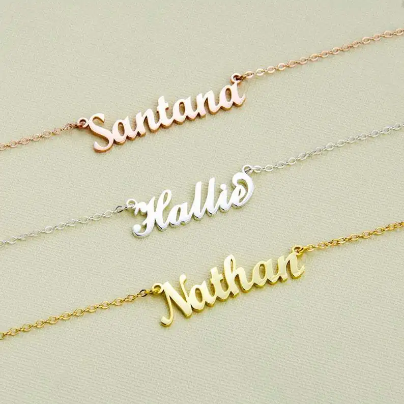 R.GEM. DIY Women S925 Silver Allergy Free Jewelry Gift Personalized Logo Letter Nameplate Custom Name Necklace