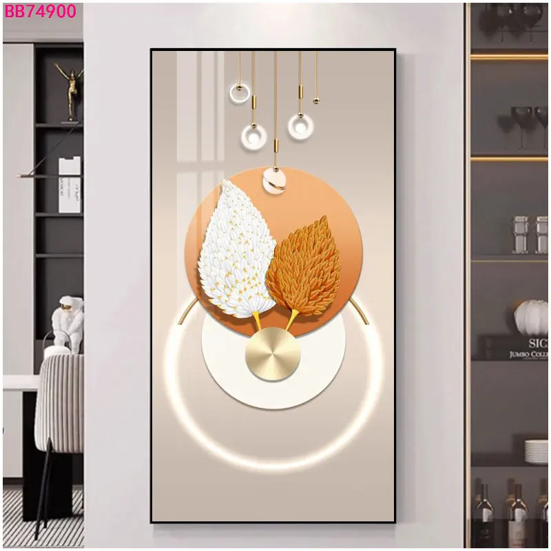 Modern Hot Sale Living Room Home Decor Abstract Wall Art Best 3D Effect Crystal Porcelain Painting Landscape Photo Gold Framed