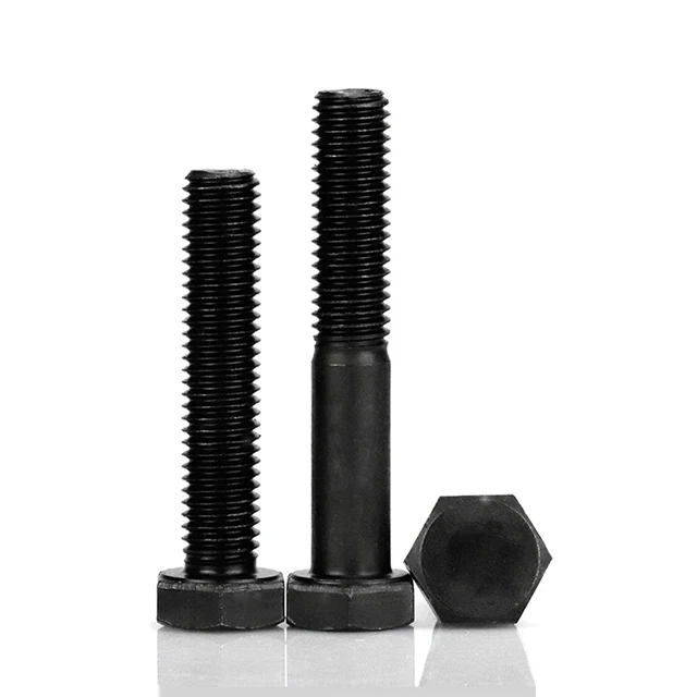 Grade 8.8 10.9 12.9 black hex bolt standard size M8 M10 M12 M16 M20 high quality hex head bolt din933 din931 m6 m13 galvanized