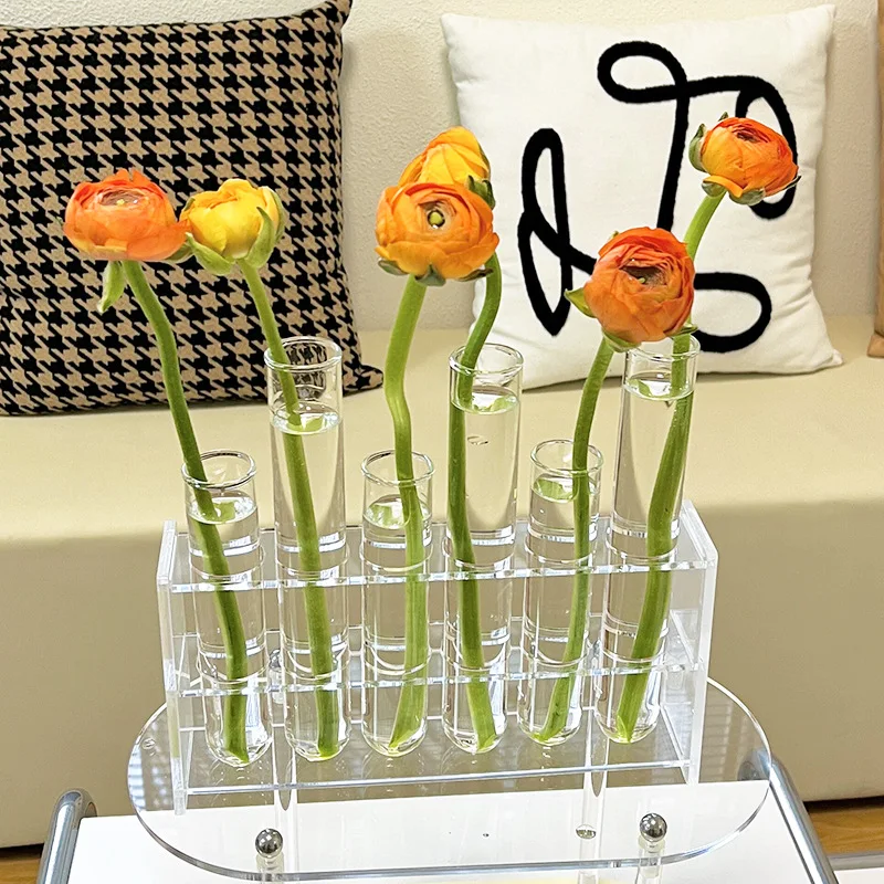 Wholesales New modern vases dropshipping acrylic tube vase clear test tube flower vase