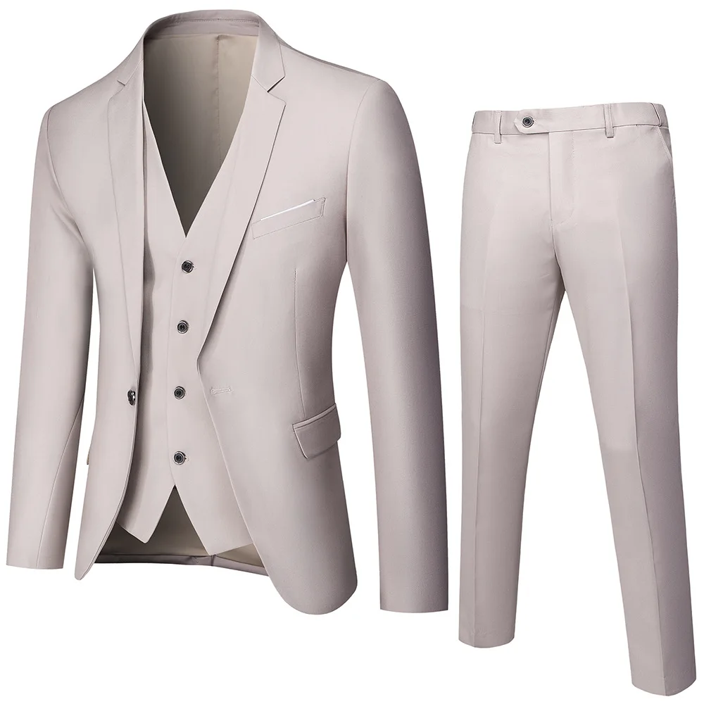 D0829TA37  High Quality Male Groom Wedding Blazers Jacket Coat Pants Vest 3 Pieces Set Sehe Fashion
