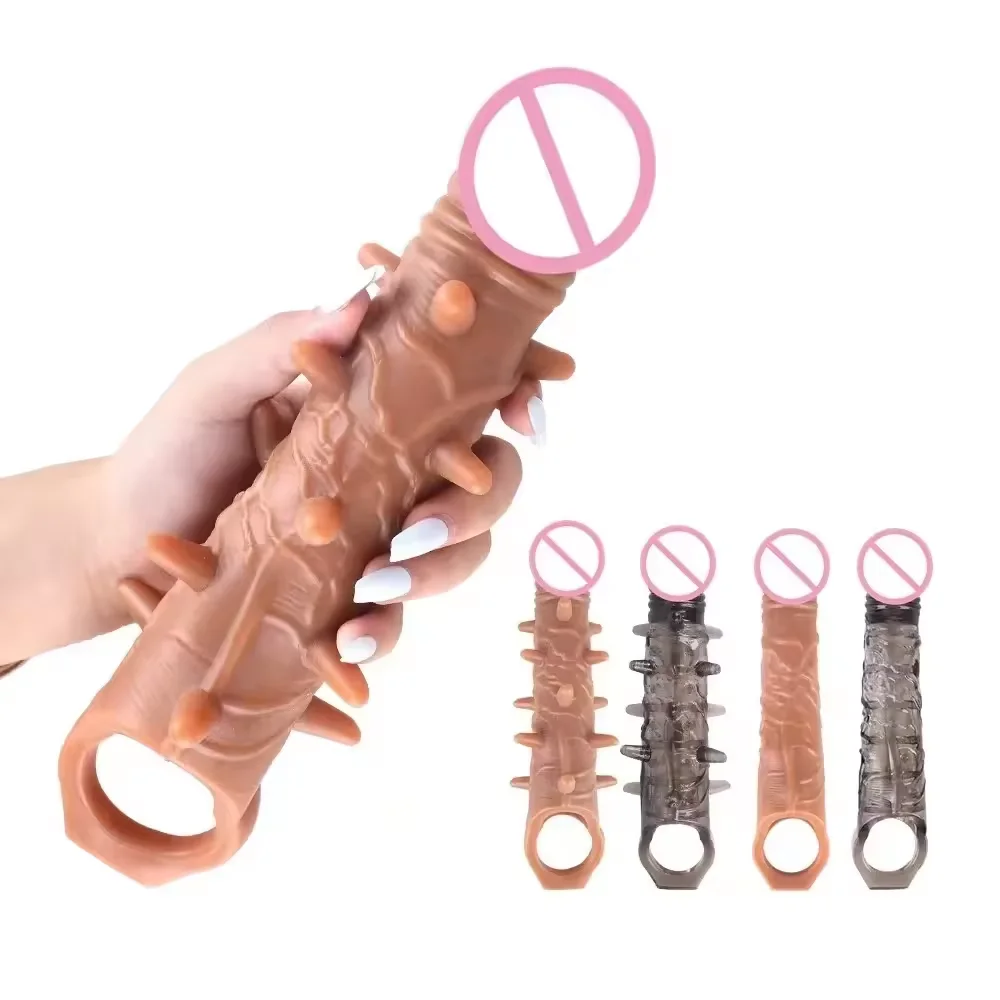 Shun Penis Dick Sleeve Reusable Condoms Delayed Ejaculation Spike Condoms Adult Sex Toys For Men
