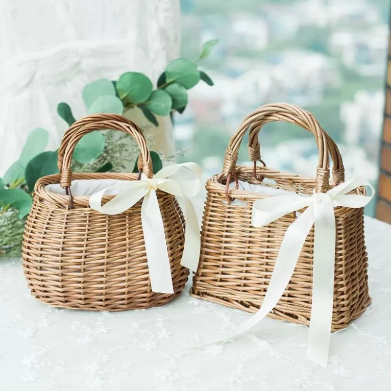 Summer Basket Bags Women Handbags Lady Handmade Shopping Rattan Bag 2020