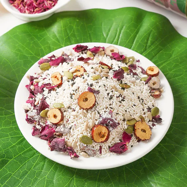 Natural health food factory wholesale supports customized nutritional breakfast Rose petal nut lotus root powder soup