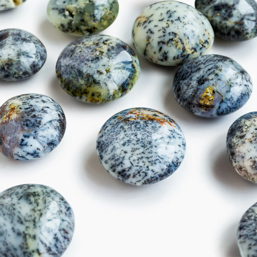 Wholesale natural dendritic opal palm polished crystal quartz tumbled stone  folk crafts for home decoration