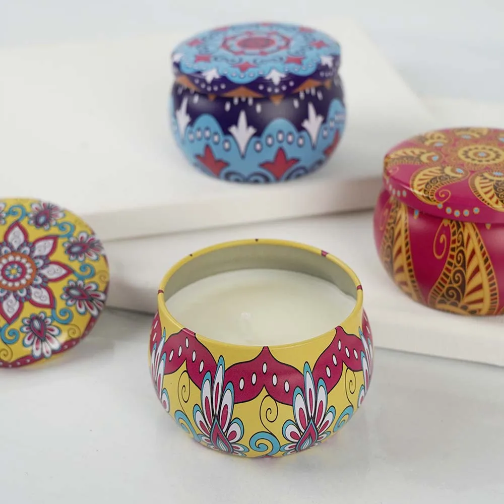Scented Tin Candle Decorative Aroma Tin Gift Box Candle Soy Wax Tin Scented Candle