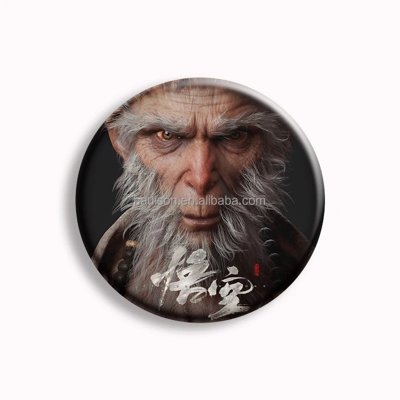Hot Game Black Myth Wukong Figure Soft Button Metal Pin Creative Anime Character 58mm Brooch Badge Bag Accessories Gamer Collect