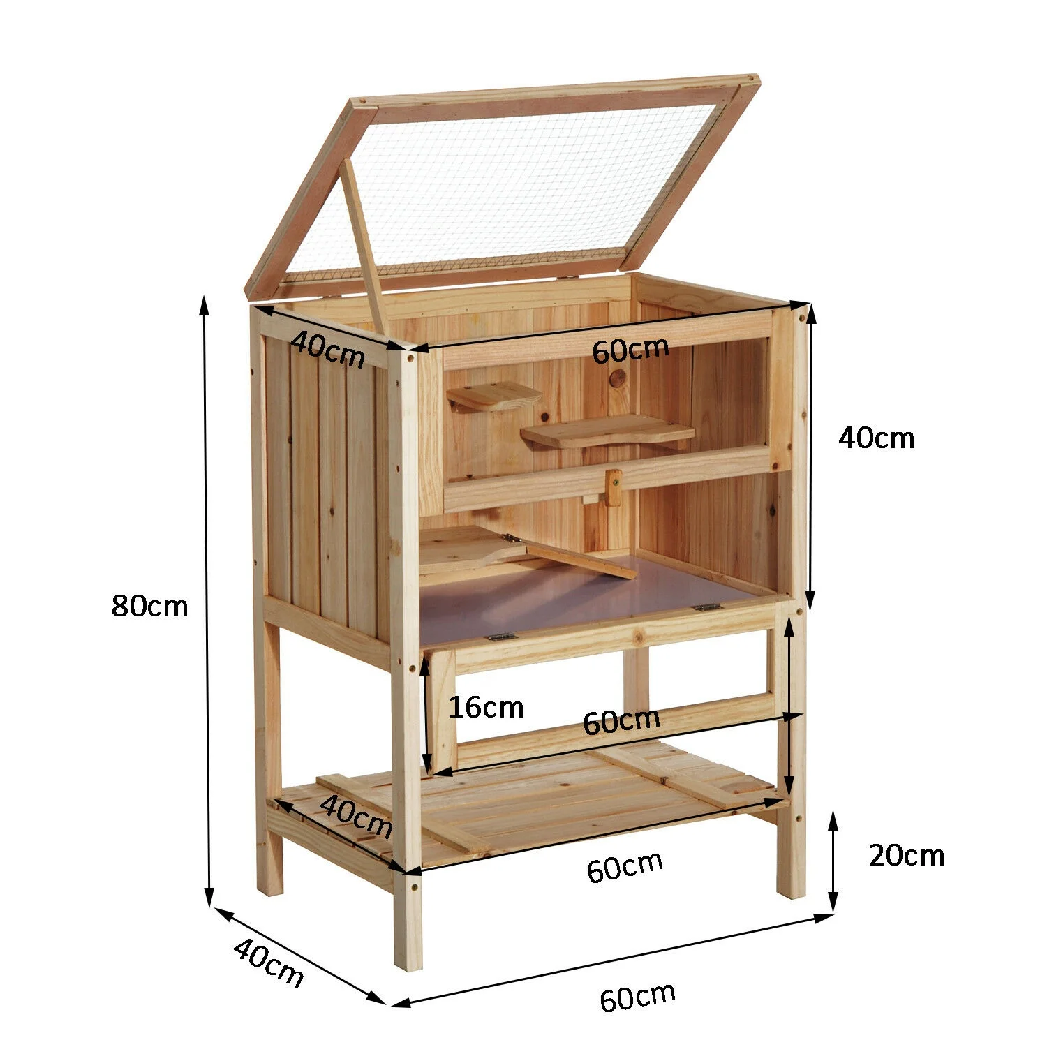 Three layer wooden pet hamster cage Wooden hamster display box