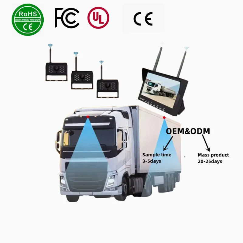 CE FCC Wireless Wifi DVR Monitor ai car radio android dash vehicle backup trucks camera record for Engineering 4k night vision