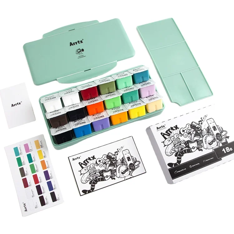Arrtx гуашь пигмент комплект гуашь желе краска 18 видов цветов 30 мл безопасен и не токсичен для детей