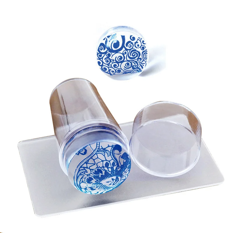 Высококачественный прозрачный силиконовый штамп для дизайна ногтей со скребком инструменты для стемпинга ногтей