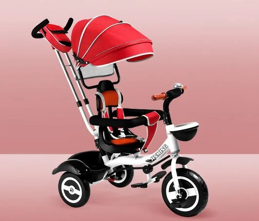 Baby Stroller 4 in 1 / Baby Pram Tricycle with Basket Bell Mirror