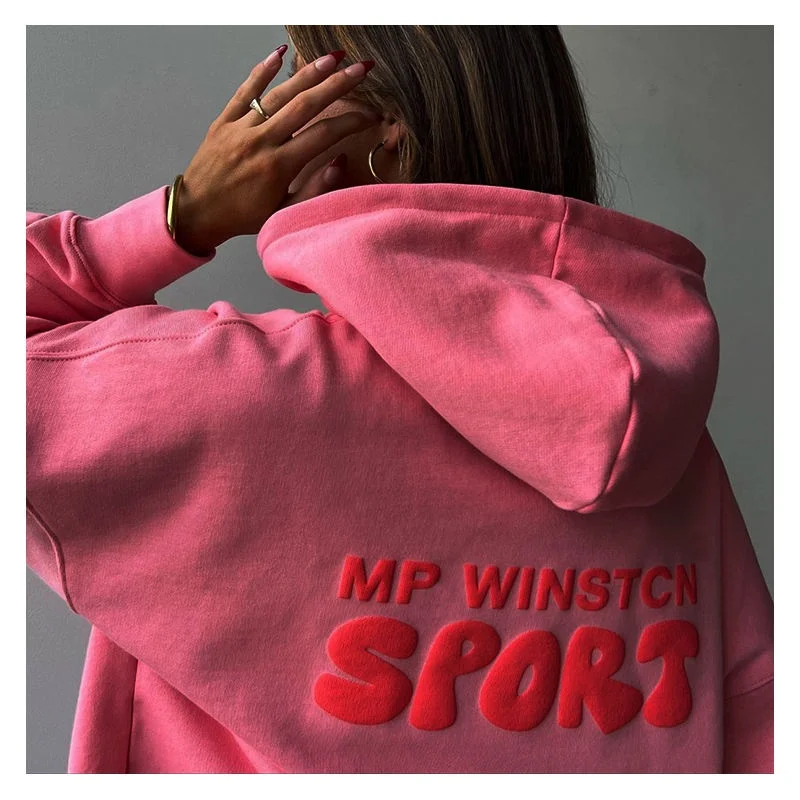 Custom 3D logo High Quality acid wash Embossed puff print unisex hoodie oem womens oversize tapestry sweatshirts and sweatpants