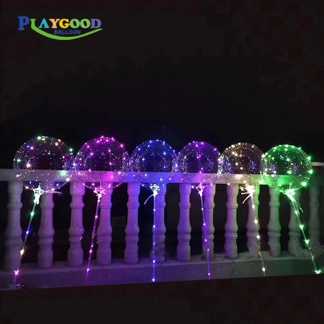 Wholesale Hot Selling 18 Inch Transparent Plastic Bubble Balloons with Led Light for Valentines Gift