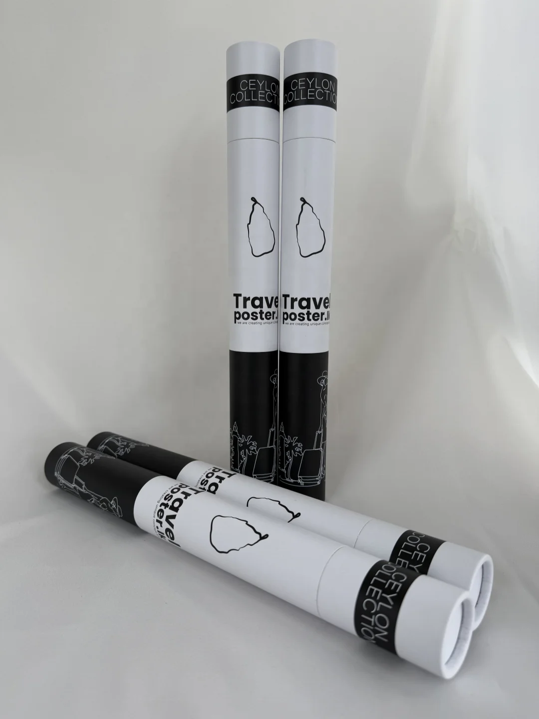 Eco Friendly Black and White Customized Tube Packaging Slim Cylinder Poster Paper Tube for Incense Stick Packaging